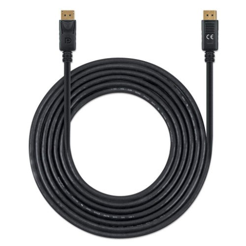 Manhattan DisplayPort 1.4 Cable, 8K@60hz, 3m, Suitable for ALL 8K, 4K & 1080p/HD uses - when upgrading now or have it ready for when you need it, PVC Cable, Male to Male, With Latches, Fully Shielded, Black, Lifetime Warranty, Equivalent to DP14MM3M