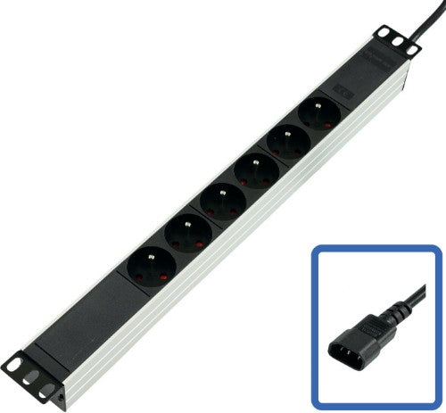 Lanview POWER STRIP 19 - 6 WAY - FULL ALUMINIUM WITH C14 UPS PORT power distribution unit (PDU) Black