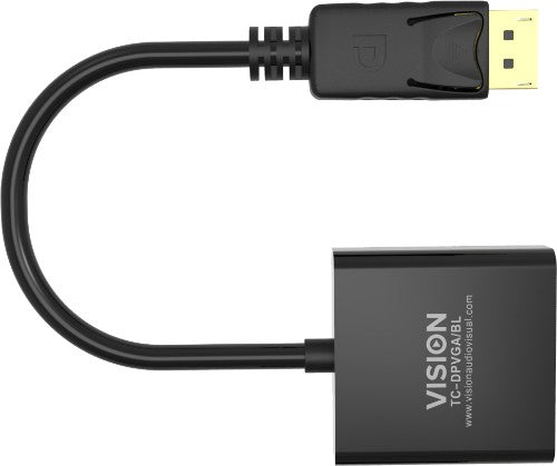 Vision TC-DPVGA/BL video cable adapter DisplayPort VGA (D-Sub) Black