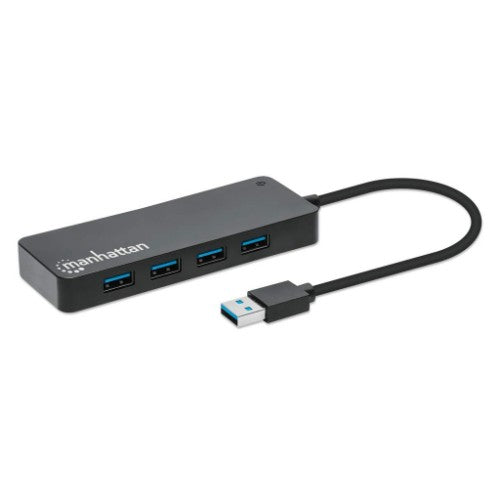 Manhattan USB-A Dock/Hub, Ports (x7): USB-A (x7), 5 Gbps (USB 3.2 Gen1 aka USB 3.0), External Power Supply Not Needed, Cable 15cm, SuperSpeed USB, Black, Three Year Warranty
