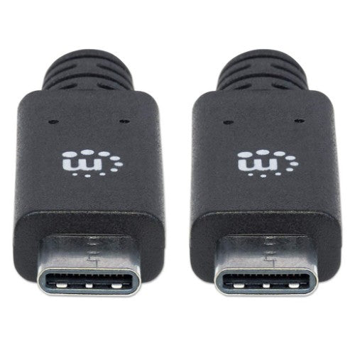 Manhattan USB-C to USB-C Cable, 1m, Male to Male, Black, 10 Gbps (USB 3.2 Gen2 aka USB 3.1), 5A (super fast charging), SuperSpeed+ USB, Lifetime Warranty, Equivalent to USB31C5C1M