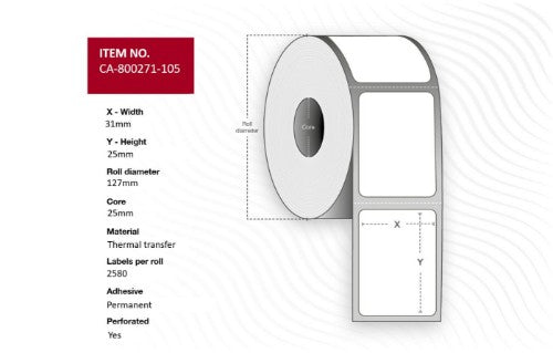 Capture CA-800271-105 printer label White