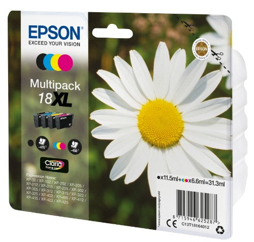 Epson C13T18164012/18XL Ink cartridge multi pack Bk,C,M,Y high-capacity 470pg + 3x450pg, 1x 12ml + 3x 7ml Pack=4 for Epson XP 30