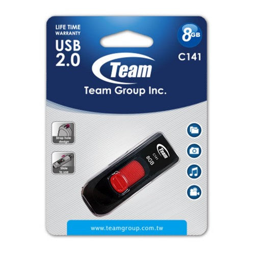 Team Group C141 USB flash drive 8 GB USB Type-A 2.0 Black, Red