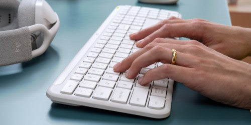 Logitech 920-012466 keyboard Office RF Wireless + Bluetooth QWERTY US International White