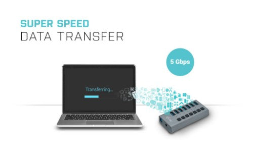 i-tec USB 3.0 Charging HUB 7port + Power Adapter 36 W