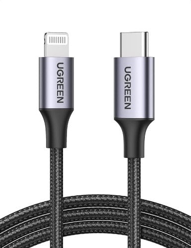 Ugreen 60759 mobile phone cable Black, Silver 1 m USB C Lightning