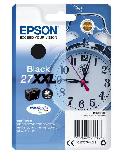 Epson C13T27914012/27XXL Ink cartridge black extra High-Capacity, 2.2K pages 34,1ml for Epson WF 3620
