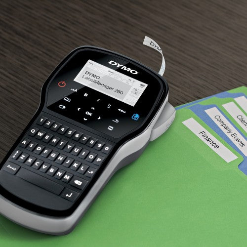 DYMO LabelManager 280 Label Maker | Rechargeable Handheld Label Printer with QWERTY Keyboard | Includes Black & White D1 Label Tape (12mm) | For Home & Office