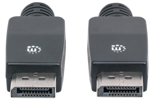 Manhattan DisplayPort 1.1 Cable, 4K@60Hz, 10m, Male to Male, With Latches, Fully Shielded, Black, Lifetime Warranty