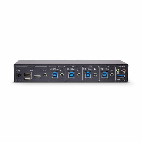 StarTech.com 4-Port KM Switch with Mouse Switching, USB Switch for Keyboard/Mouse, 3.5mm/USB Audio, Peripheral Sharing for 4 Computers, TAA Compliant