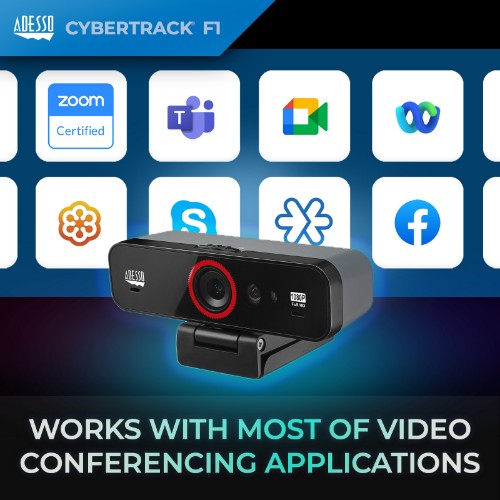 Adesso CyberTrack F1 webcam 2.1 MP 1920 x 1080 pixels USB 2.0 Black