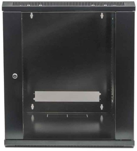 Intellinet 19" Network Cabinet - Wall Mount (Standard), 15U, 600mm Deep, Black, Flatpack, Max 60kg, Metal & Glass Door, Back Panel, Removeable Sides, Suitable also for use on desk or floor, Usable Depth 410mm, Parts for wall installation not included