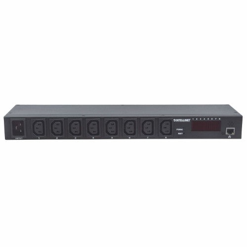 Intellinet 19" Intelligent 8-Port PDU, 19" Rackmountable C13 Intelligent Power Distribution Unit; Monitors Power, Temperature and Humidity