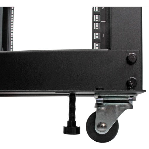 StarTech.com 4-Post 25U Mobile Open Frame Server Rack, Four Post 19in Network Rack with Wheels, Rolling Rack with Adjustable Depth for Computer/AV/Data/IT Equipment - Casters, Leveling Feet or Floor Mounting