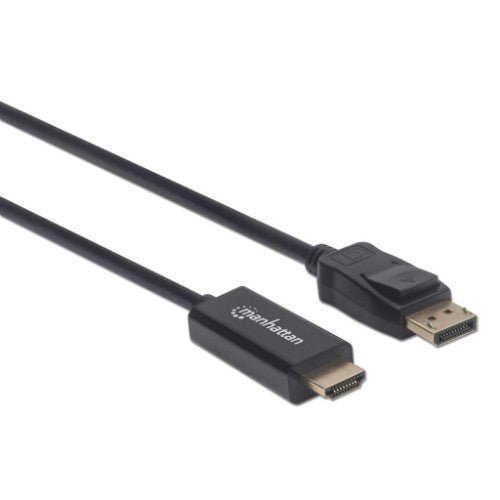 Manhattan DisplayPort 1.2 to HDMI Cable, 4K@60Hz, 1.8m, Male to Male, DP With Latch, Black, Not Bi-Directional, Three Year Warranty, Equivalent to 6F-DP-HDMI-4K60-HDR (except 20cm shorter)