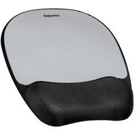 Fellowes Mouse Mat Wrist Support - Memory Foam Mouse Pad with Soft Foam Pillow - Ergonomic Mouse Mat for Computer, Laptop, Home Office Use - Compatible with Laser and Optical Mice - Silver