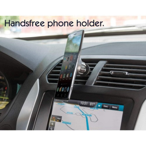 Manhattan Magnetic Car Air-Vent Phone Mount, Adjustable Clip-on, Quick Attach and Release, Non-Skid Pad, Black, Lifetime Warranty