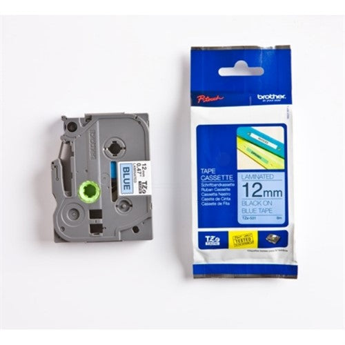Brother TZE-531 DirectLabel black on blue Laminat 12mm x 8m for Brother P-Touch TZ 3.5-18mm/6-12mm/6-18mm/6-24mm/6-36mm