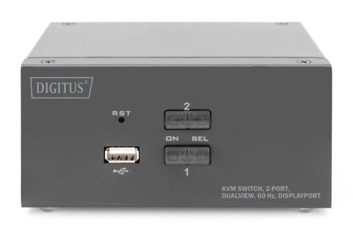 Digitus KVM Switch, 2-Port, Dual Display, 4K, DisplayPort®