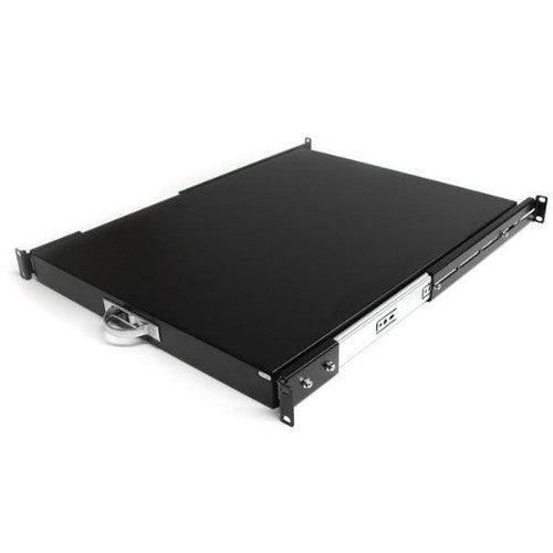 StarTech.com 1U Sliding Server Rack Mount Keyboard Shelf Tray, 55lbs (25Kg), 22in (55cm) Deep Steel Pull Out Drawer for 19" AV, Network Equipment Rack