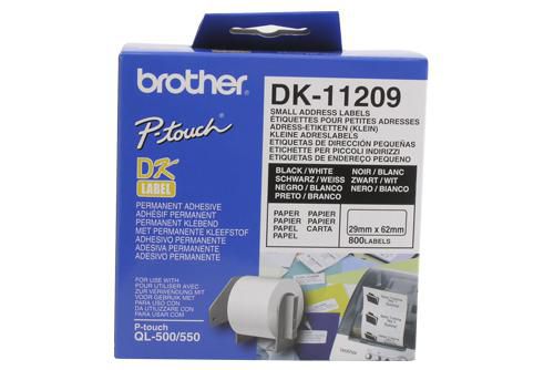 Brother DK-11209 DirectLabel Etikettes 29mm x 62mm 800 for Brother P-Touch QL/700/800/QL 12-102mm/QL 12-103.6mm