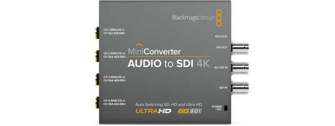 Blackmagic Design Mini Converter Audio to SDI 4K Active video converter 3840 x 2160, -