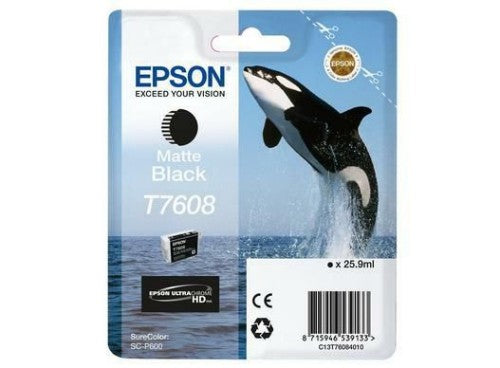 Epson C13T76084N10/T7608 Ink cartridge black matt, 1.1K pages 25.9ml for Epson SC-P 600
