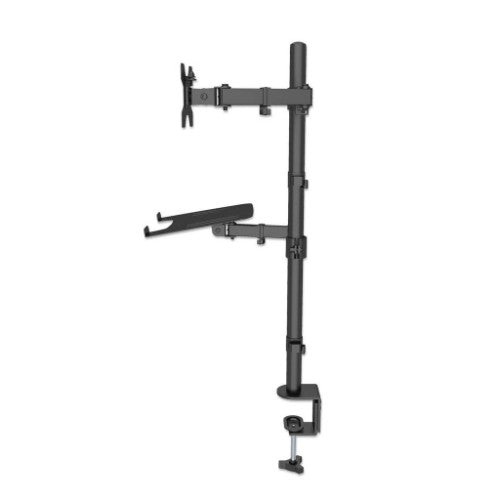 Manhattan Desk Mount for Monitors & Laptop Combo (Full Motion), For screens: 10-27", Laptop up to 17", Clamp Assembly, VESA compatibility: 75x75 and 100x100mm - check the dimensions of the four mounting holes on back of screen to ensure it fits, Max 8kg,
