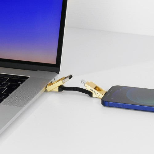 Rolling Square inCharge 6 USB cable USB C Mini-USB A Gold