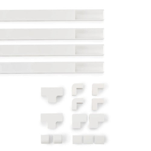 Hama Cable Duct Kit, 4 Pcs, Self-adhesive, 1 m, Incl. Connecting Pieces, white