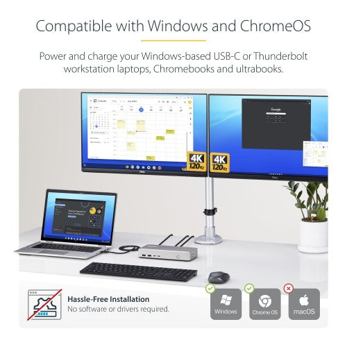 StarTech.com USB4 Docking Station, USB-C 40Gbps, Dual Video HDMI, Up to 2x 4K 60Hz 4:4:4 (RGB) or 2x 4K 120Hz 4:2:2, Multi-Monitor Dock, 6x USB, 2.5GbE, 100W PD