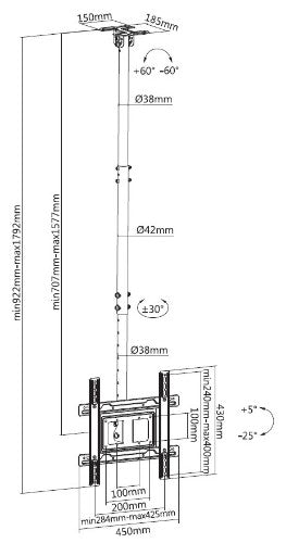 Equip 32"-70" Ceiling Mount TV Bracket
