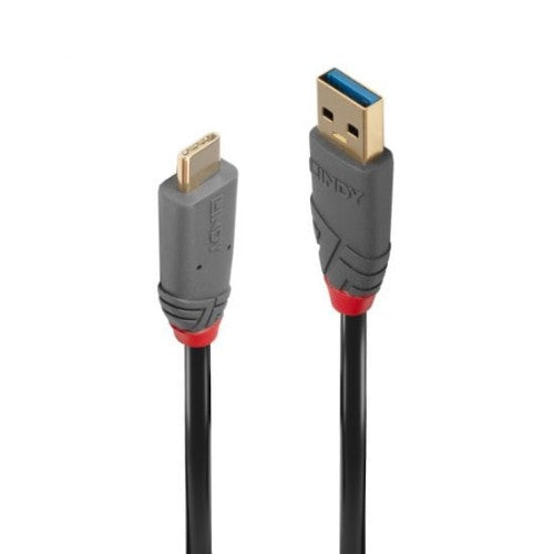 Lindy 0.5m USB 3.2 Type A to C Cable, 10Gbps, 5A, PD, Anthra Line