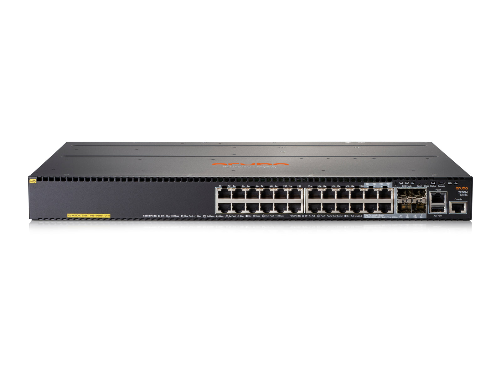 HPE Aruba Networking Aruba 2930M 24G PoE+ 1-slot Managed L3 Gigabit Ethernet (10/100/1000) Power over Ethernet (PoE) 1U Grey