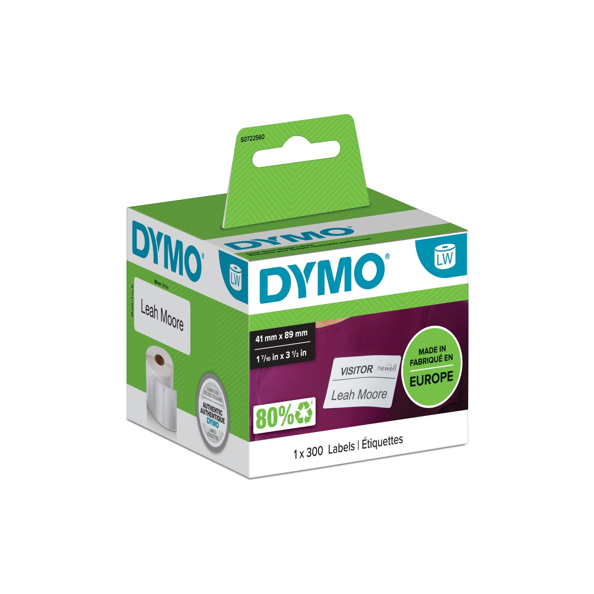 Dymo 11356/S0722560 DirectLabel-etikettes white 89mm x41mm for Dymo 400 Duo/60mm