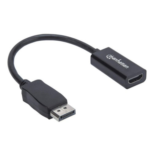 Manhattan DisplayPort 1.1 to HDMI Adapter Cable, 1080p@60Hz, Male to Female, Black, Cable 15cm, DP With Latch, Not Bi-Directional, Three Year Warranty, Equivalent to DP2HDMI