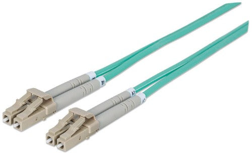 Intellinet Fiber Optic Patch Cable, OM3, LC/LC, 1m, Aqua, Duplex, Multimode, 50/125 µm, LSZH, Fibre, Lifetime Warranty