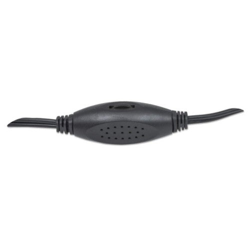 Manhattan 2600 Series Speaker System, Small Size, Big Sound, Two Speakers, Stereo, USB power, Output: 2x 3W, 3.5mm plug for sound, In-Line volume control, Cable 0.9m, Black, Three Year Warranty