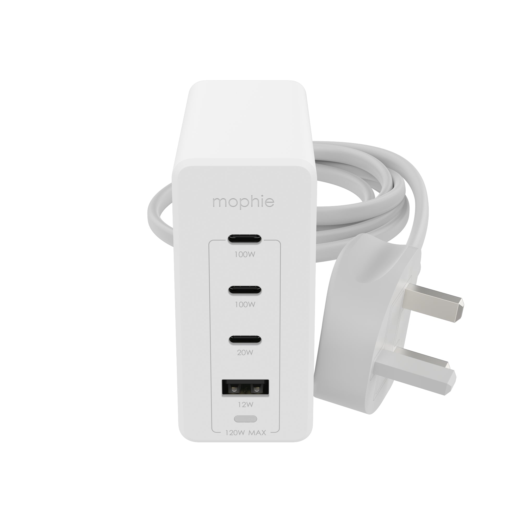 mophie Accessories-Wall Adapter-USB-C-PD-HUB-120W-GAN-White-UK(3xUSBC + 1xUSBA)