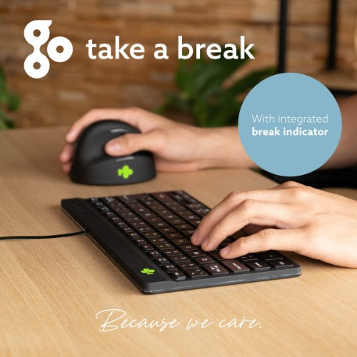 R-Go Tools Ergonomic keyboard R-Go Compact Break, compact keyboard with break software, QWERTY (UK), wired, black
