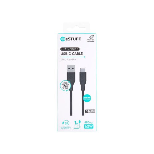 eSTUFF ES605180 USB cable USB 2.0 1 m USB C USB A 60 W Black