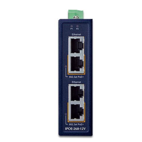 PLANET Industrial 2-port 10/100/1000T Gigabit Ethernet (10/100/1000) Power over Ethernet (PoE) Blue