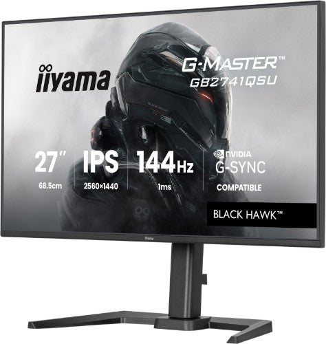 iiyama G-MASTER Get ahead with the 27" GB2741QSU Black Hawk monitor with IPS Panel Technology, 1ms MPRT and height adjustabe stand