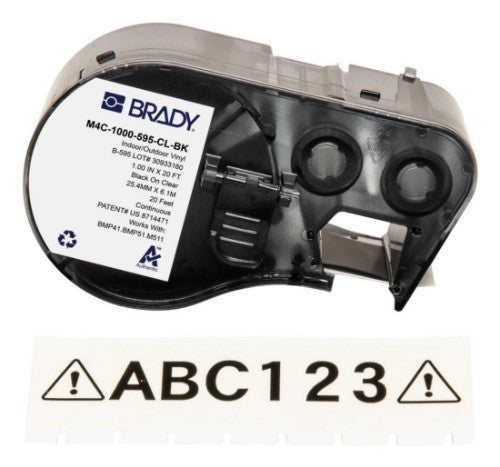 Brady M4C-1000-595-CL-BK printer label Black, Translucent Self-adhesive printer label