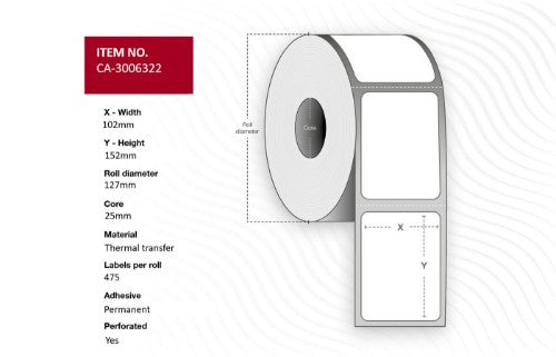 Capture CA-3006322 printer label White