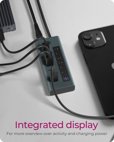 ICY BOX IB-HUB1457-C31 USB 3.2 Gen 1 (3.1 Gen 1) Type-C 10000 Mbit/s Blue, Grey