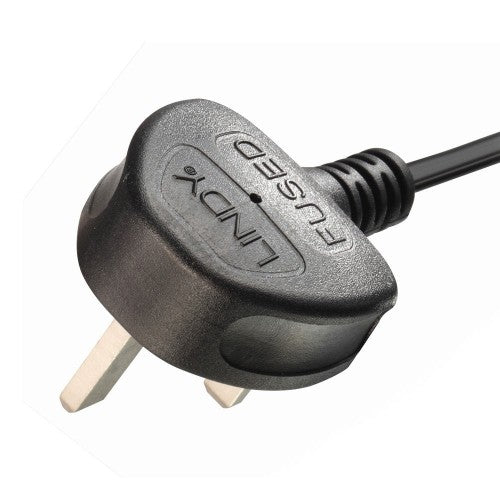 Lindy 1m UK 3 Pin Plug to IEC C13 Mains Power Cable, Black
