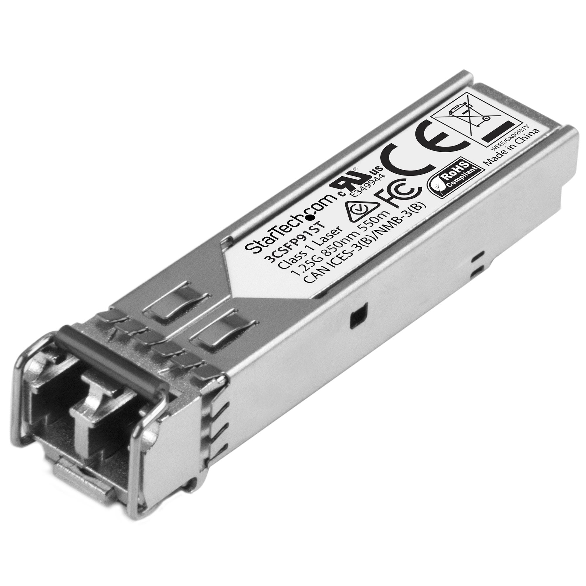 StarTech.com Gigabit Fiber 1000Base-SX SFP Transceiver Module - HP 3CSFP91 Compatible - MM LC - 550m~HPE 3CSFP91 Compatible SFP Module - 1000BASE-SX - 1GbE Multi Mode Fiber Optic Transceiver - 1GE Gigabit Ethernet SFP - LC 550m - 850nm - DDM HPE 3812, 382