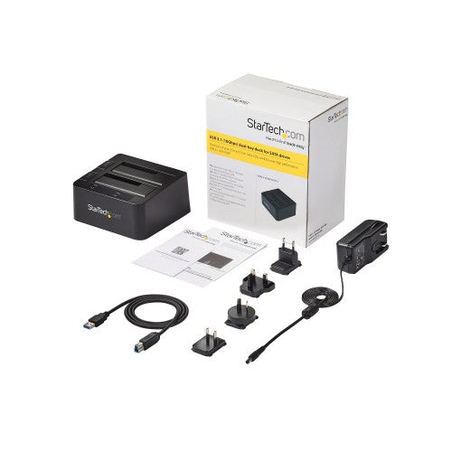 StarTech.com Dual-Bay USB 3.2 Gen 2 to SATA Hard Drive Docking Station, USB 10Gbps Hard Drive Dock, External 2.5/3.5" SATA I/II/III SSD/HDD Docking Station, Hot-Swap Hard Drive Bay, Top-Loading